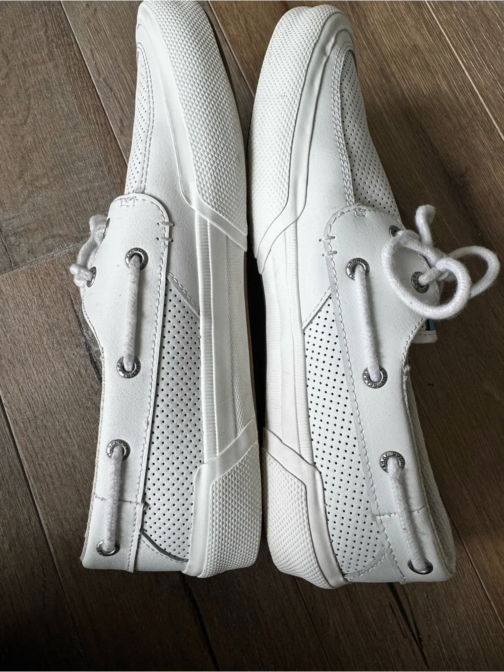Sperry White Leather Soletide Lace Up Boat Shoes Men Size 9M